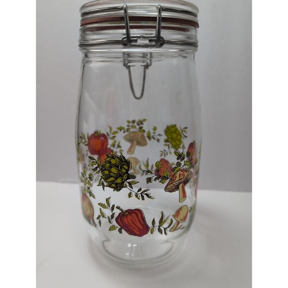 Vintage 70s Glass Storage Jar Made in FRANCE MUSHROOM Cottage Core 1.5L ECU - Picture 2 of 7